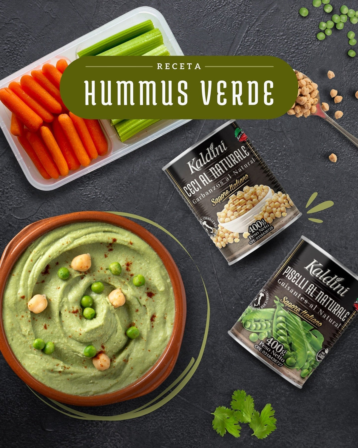 Kaldini receta de Hummus Verde