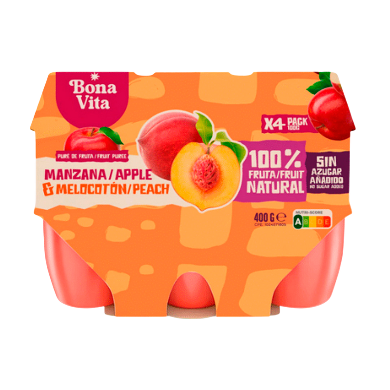 Púre de manzana y melocoton| Bonavita